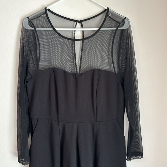 Torrid Women’s black sheer mesh top sweetheart long sleeve pocket dress size 10 - Picture 2 of 12